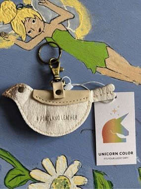 Portland Leather Hair on Hide Unicorn Mockingbird Bag Charm - NEW